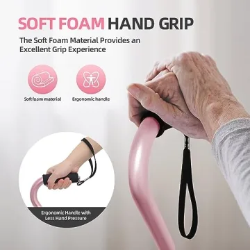 BeneCane Adjusting Walking Cane with Cushioned Handle - Pink