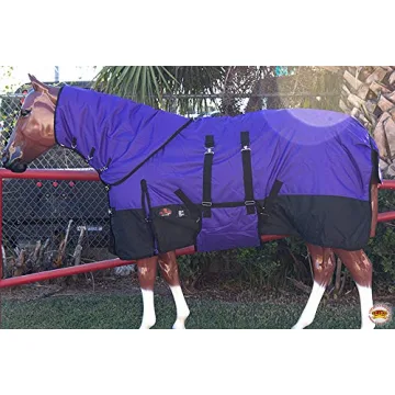 HILASON 1200D Waterproof Winter Horse Blanket with Neck Cover, Turnout Blankets