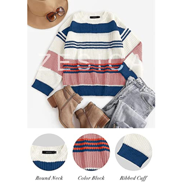 ZESICA Color Block Pullover Sweater for Stylish Comfort