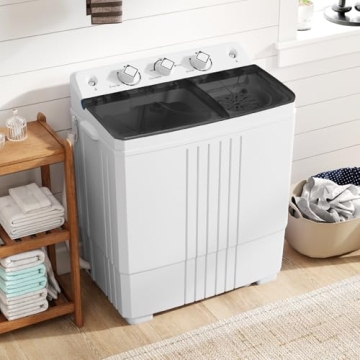 COSTWAY Portable Washing Machine, Twin Tub 20Lbs Capacity, Compact Laundry Washer and Spinner, Perfe...