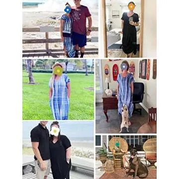 Zilcremo Women Summer Casual Maxi Dress Loose Pockets Short Sleeve Split Boho Dresses Darkgrey M