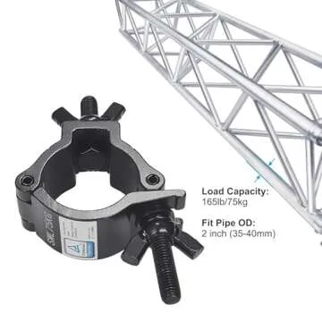 1-1/2" OD Black Stage Light Clamp, 10PCS GZhumin Premium 1.4-1.6 Inch Aluminium Small Size Truss Clamps with TUV Certified, Heavy Duty 165LB Lighting Clamps, Fit for 35-40 mm OD Tube/Pipe