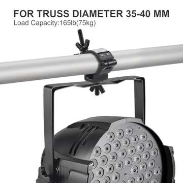 1-1/2" OD Black Stage Light Clamp, 10PCS GZhumin Premium 1.4-1.6 Inch Aluminium Small Size Truss Clamps with TUV Certified, Heavy Duty 165LB Lighting Clamps, Fit for 35-40 mm OD Tube/Pipe