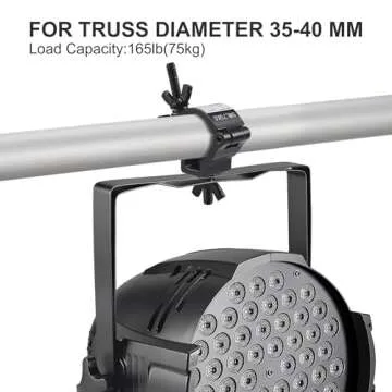 1-1/2" OD Black Stage Light Clamp, 10PCS GZhumin Premium 1.4-1.6 Inch Aluminium Small Size Truss Clamps with TUV Certified, Heavy Duty 165LB Lighting Clamps, Fit for 35-40 mm OD Tube/Pipe