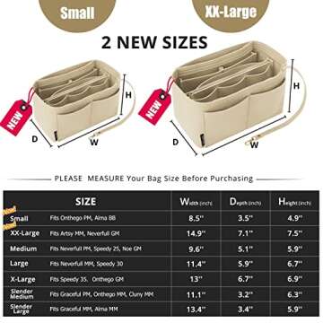 OPPOSHE Purse Organizer Insert for Handbags, Softened Felt Bag Insert Organizer for Tote, Compatible...