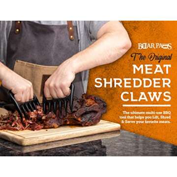Bear Paws Meat Claws - The Original Meat Shredder Claws, USA Made - Easily Lift, Shred and Serve Mea...