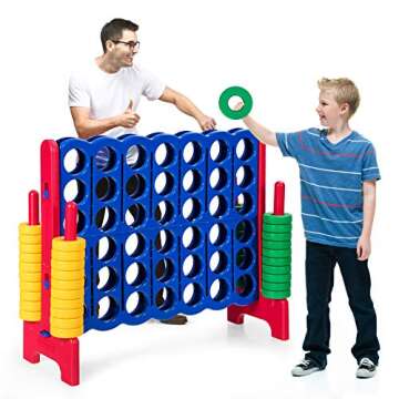 ARLIME Giant 4 in a Row Connect Game, 47'' Jumbo 4-to-Score Toy Set W/Quick-Release Lever, Build-in Ring, Jumbo Sized for Kids & Adults, Oversized Floor Activity for Indoor & Outdoor Play