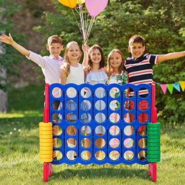 ARLIME Giant 4 in a Row Connect Game, 47'' Jumbo 4-to-Score Toy Set W/Quick-Release Lever, Build-in Ring, Jumbo Sized for Kids & Adults, Oversized Floor Activity for Indoor & Outdoor Play