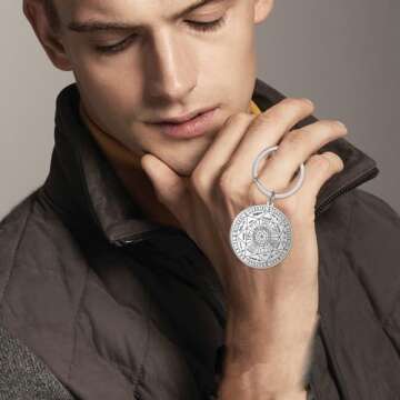 EUEAVAN Seal of The 7 Archangels Pendant Necklace Keychain for Men St. Michael 7 Archangels Seal Spi...