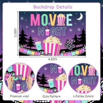 Girls Movie Night Party Decorations Set - Pink Purple Theme