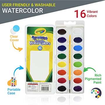 Watercolor Paint Set - 16 Watercolor Paint, 50 Sheets Water Color Paper Pad, 8 PaintBbushes for Kids - Ultimate Water Color Painting Kids Supplies Set, 10 Piece Set