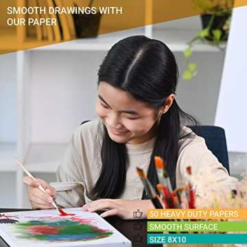 Watercolor Paint Set - 16 Watercolor Paint, 50 Sheets Water Color Paper Pad, 8 PaintBbushes for Kids - Ultimate Water Color Painting Kids Supplies Set, 10 Piece Set