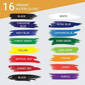 Watercolor Paint Set - 16 Watercolor Paint, 50 Sheets Water Color Paper Pad, 8 PaintBbushes for Kids - Ultimate Water Color Painting Kids Supplies Set, 10 Piece Set