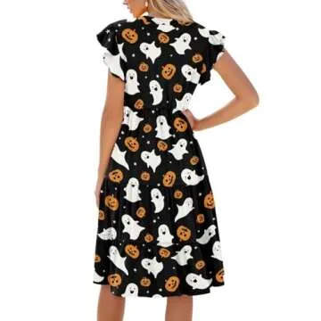 BBEGLECVIL Hallween Dress Women Black Dress Cute Ghost Dress Plus Size Cocktail Dresses Fall Short S...