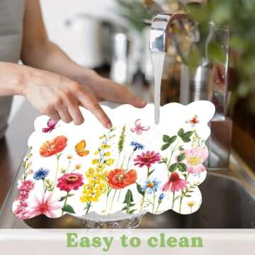 Spring Plastic Placemats Set of 6 Summer Plastic Place Mats Watercolor Flowers Holiday Table Vinyl Placemats for Indoor Outdoor Party Dining Table Decoration (Easily Wipes Clean)