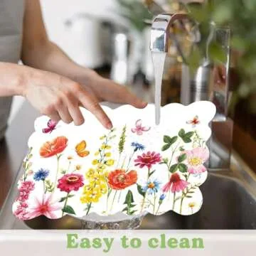 Spring Plastic Placemats Set of 6 Summer Plastic Place Mats Watercolor Flowers Holiday Table Vinyl Placemats for Indoor Outdoor Party Dining Table Decoration (Easily Wipes Clean)