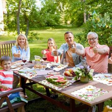 Spring Plastic Placemats Set of 6 Summer Plastic Place Mats Watercolor Flowers Holiday Table Vinyl Placemats for Indoor Outdoor Party Dining Table Decoration (Easily Wipes Clean)