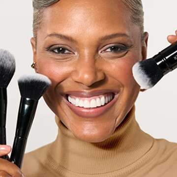 LAURA GELLER NEW YORK Angled Blush Brush with Black Wooden Handle & Dense Bristles for Makeup Application