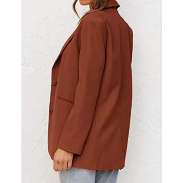 MEROKEETY Women's 2024 Fall Casual Blazers Long Sleeve Lapel Open Front Button Work Blazer Jackets with Pockets,Caramel,M