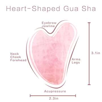 Contrybox Gua Sha Facial Tools, Rose Quartz Guasha Tool for Face & Eye Gua Sha Stone for Puffiness R...