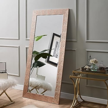 Naomi Home Mosaic Full Length Mirror – 66" L x 32" W Large Decorative Wall Mirror with Faux Wood F...