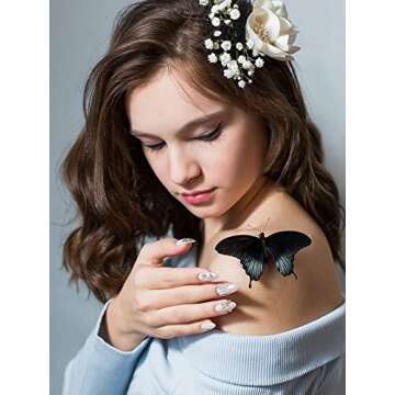 Kalolary Butterfly Nail Charms, 48 Pcs Crystals Diamonds Nail Rhinestones Metal Alloy Gold Silver Butterflies Gem Design for DIY Nail Art Decoration