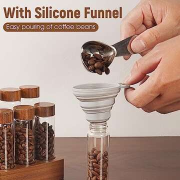 Quality Coffee Beans Storage with Wooden Display Rack