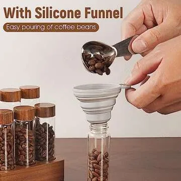 Quality Coffee Beans Storage with Wooden Display Rack