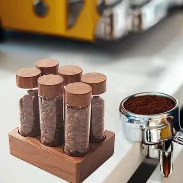 Quality Coffee Beans Storage with Wooden Display Rack