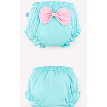 Guozyun Baby Girls Bloomers Newborn Infant Toddler Diaper Covers Briefs Underwear Set with Cotton Bow Ruffle for Kids Girls 0-4T (0-12 Months, 5-Pack)