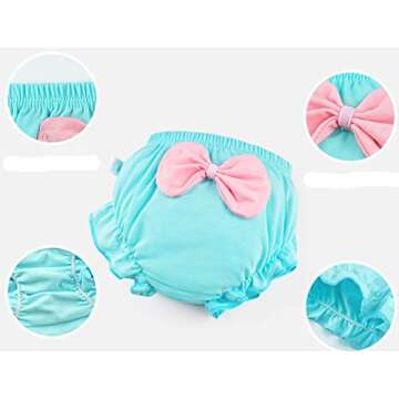 Guozyun Baby Girls Bloomers Newborn Infant Toddler Diaper Covers Briefs Underwear Set with Cotton Bow Ruffle for Kids Girls 0-4T (0-12 Months, 5-Pack)