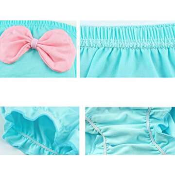 Guozyun Baby Girls Bloomers Newborn Infant Toddler Diaper Covers Briefs Underwear Set with Cotton Bow Ruffle for Kids Girls 0-4T (0-12 Months, 5-Pack)