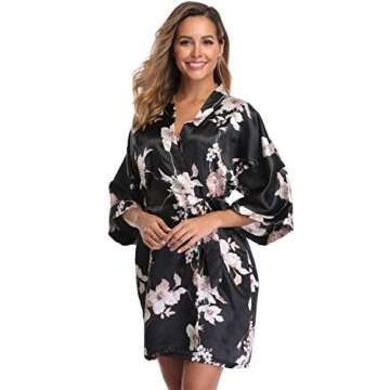 season dressing Women Floral Robes Bridesmaids Short Satin Kimono Sleepwear for Wedding Party