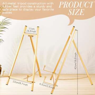 Leinuosen Metal Easel Stand 16.5" H x 8.7" W x 4.3" D Table Top Easel Stand for Display Tripod Art P...