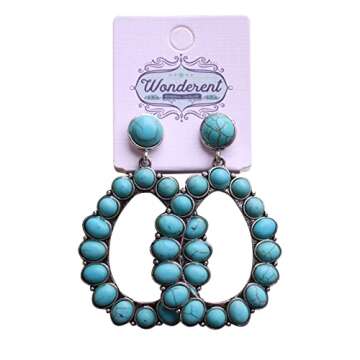 Turquoise Bohemian Dangle Metal Large Oval Earring