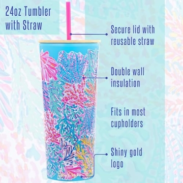 Lilly Pulitzer Insulated 24oz Tumbler with Reusable Straw