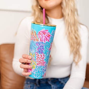 Lilly Pulitzer Insulated 24oz Tumbler with Reusable Straw