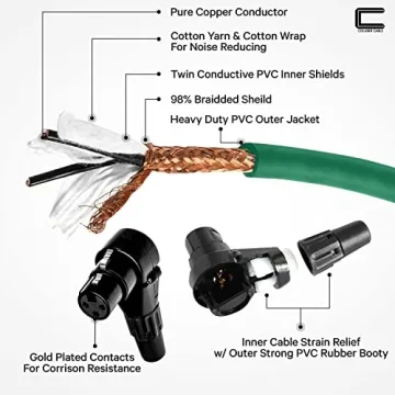 Balanced XLR Cable 1.5ft Green for Professional Sound