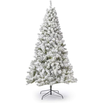 KING OF CHRISTMAS 7 Foot Snow Flocked Artificial Christmas Tree Unlit, Prince Flock Holiday Xmas Tre...