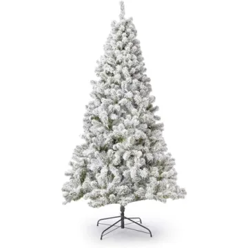 KING OF CHRISTMAS 7 Foot Snow Flocked Artificial Christmas Tree Unlit, Prince Flock Holiday Xmas Tre...