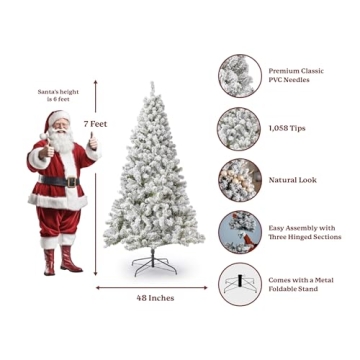 KING OF CHRISTMAS 7 ft Prince Flock Tree for Holidays