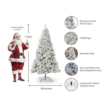 KING OF CHRISTMAS 7 ft Prince Flock Tree for Holidays