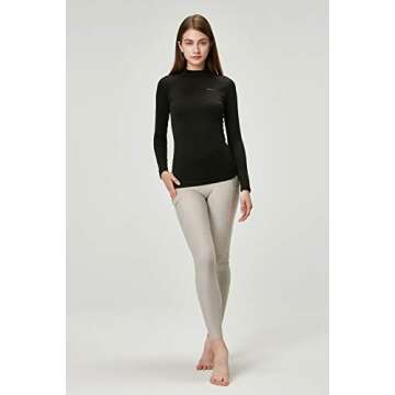 DEVOPS Women's 2 Pack Thermal Turtle Long Sleeve Shirts Compression Baselayer Tops