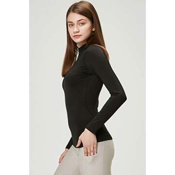 DEVOPS Women's 2 Pack Thermal Turtle Long Sleeve Shirts Compression Baselayer Tops