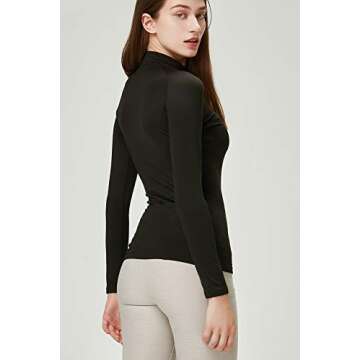 DEVOPS Women's 2 Pack Thermal Turtle Long Sleeve Shirts Compression Baselayer Tops