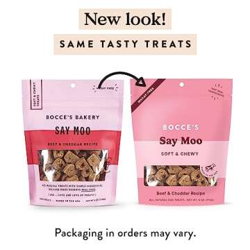 Bocce's Bakery Oven Baked Say Moo Treats for Dogs, Wheat-Free Everyday Dog Treats, Made with Real In...