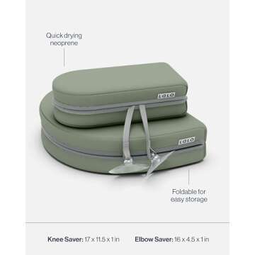 Lalo Knee & Elbow Saver - Foldable Padded Cushions for Bathtime Relief, Quick-Dry, Suction Cups for Stability, Bath Kneeler and Elbow Rest Pad Set 17 x 11.5 in Knee Pad & 16 x 4.5 in Elbow Pad - Sage