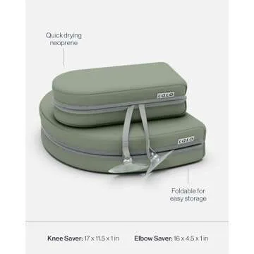 Lalo Knee & Elbow Saver - Foldable Padded Cushions for Bathtime Relief, Quick-Dry, Suction Cups for Stability, Bath Kneeler and Elbow Rest Pad Set 17 x 11.5 in Knee Pad & 16 x 4.5 in Elbow Pad - Sage