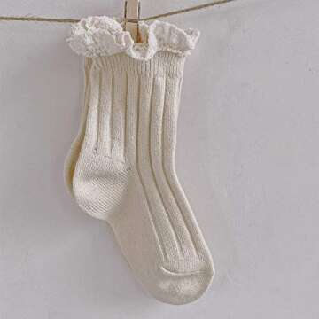 Ashmyova Baby Girls Vintage Ankel Lace Socks Toddler Ruffles Casual Dress Socks 3 Pack (Pink/Beige/K...