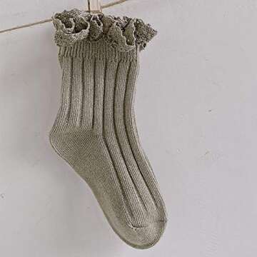 Ashmyova Baby Girls Vintage Ankel Lace Socks Toddler Ruffles Casual Dress Socks 3 Pack (Pink/Beige/Kahhi, 6-24 Months)